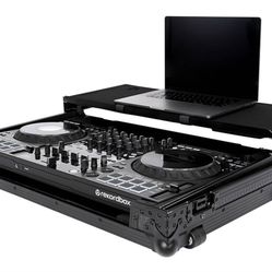 Headliner HL10013 Pitch Black Flight Case for DDJ-FLX10 with Laptop Platform and Wheels