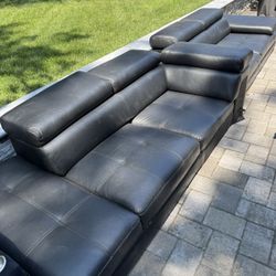 Italian Leather L Shape 2 Piece Settee 