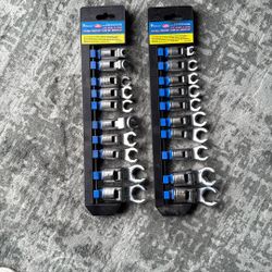 (TWO) 10 Piece Flexible Crowfoot Flare Nut Wrench Set