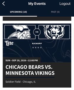 Bears vs Vikings tickets x 4