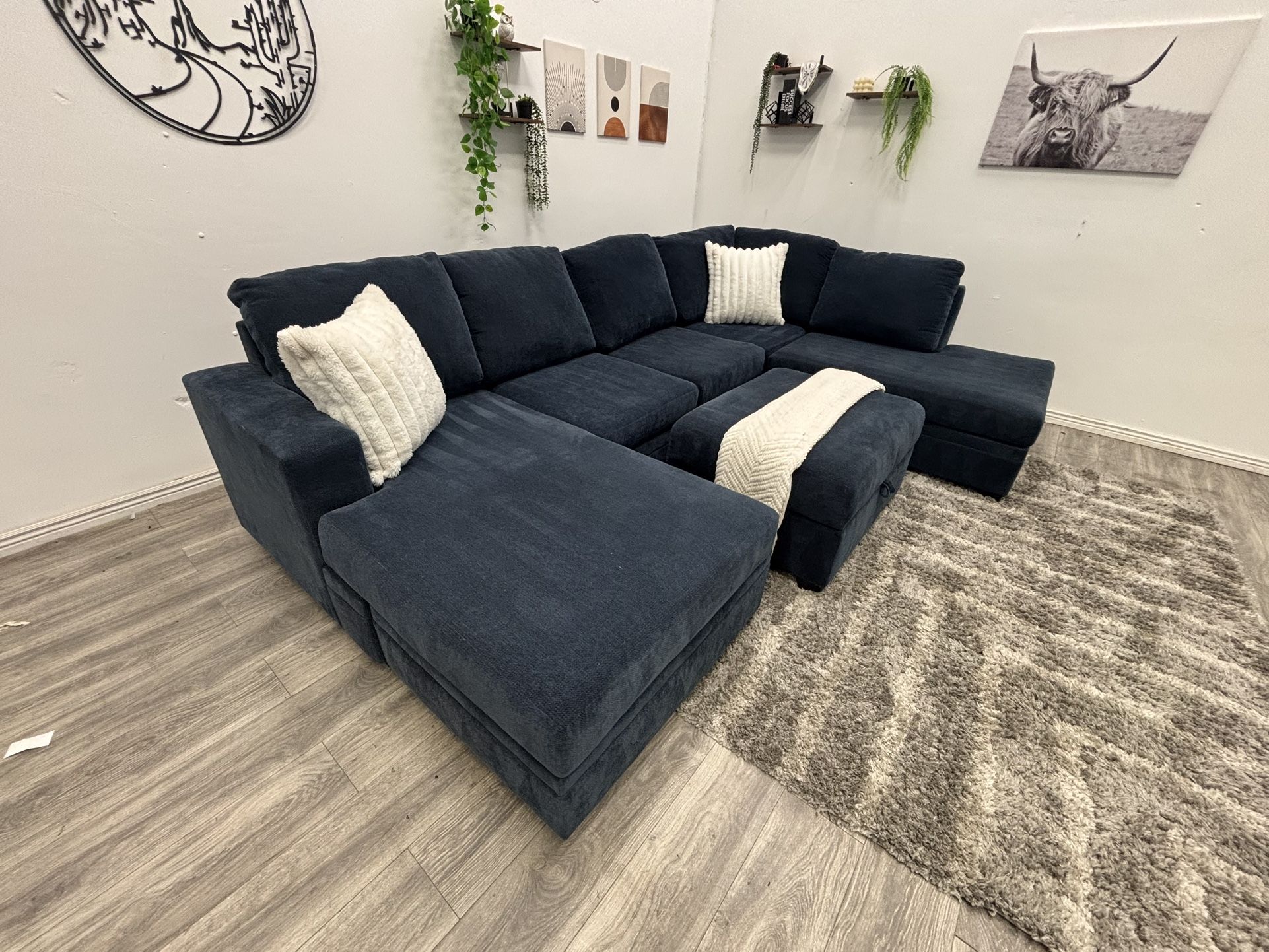 Blue Sectional Couch - Free Delivery 