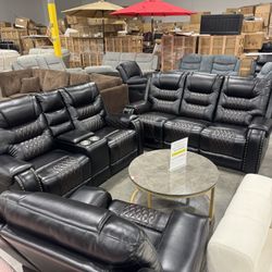 Premium Reclining Living Room Couch, Loveseat And Rocking Chair 3Pcs Sofa Set
