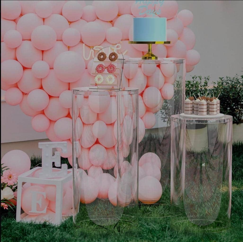 Wokceer Cylinder Stands for Party Clear 3Pcs Cylinder Pedestal Stand Round Cylinder Tables for Parties Display Plinth Pillars for Birthday Party Weddi