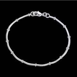Delicate 1mm Wide Italian .925 Sterling Silver Snake Bone Chain Bracelet 8”