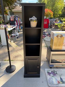 Tall Black Display Cabinet / Bookcase with Storage