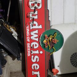 Old Big Budweiser Sign Perfect For Man Cave!