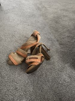 Orange And Beige Heels