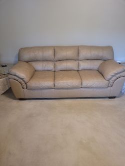 Ashley leather couch beige
