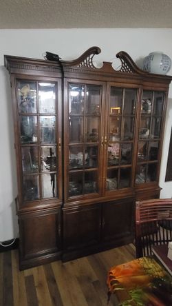 Wood and glass display cabinet