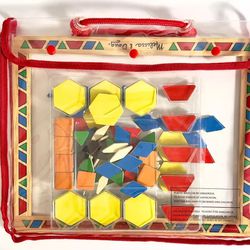 Melissa & Doug Wooden Magnetic Pattern Blocks Set Educational Toy 3+
