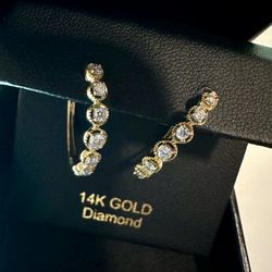 14K Gold Diamonds Earrings
