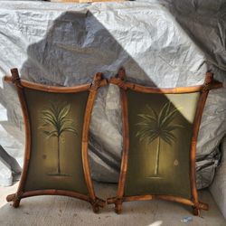 Bamboo Frame Palm Tree Art