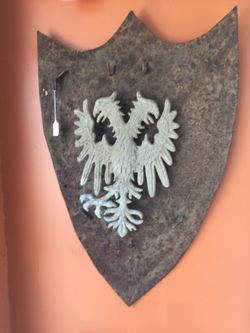Antique German gothic medal shield 1800s dragon