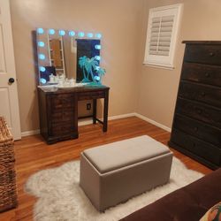 Desk With Lights And Glass Coffee Table 
