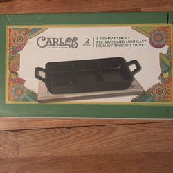 Carlos by Santana to piece three compartment preseason mini cast-iron with your boy trivet I