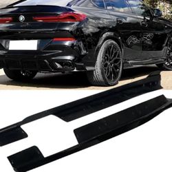 Fits 20-23 BMW G06 X6 M Sport IKON Gloss Black Side Skirts Rocker Panel 2PC PP