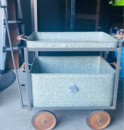 Pottery Barn Galvanized Metal Rolling Cart
