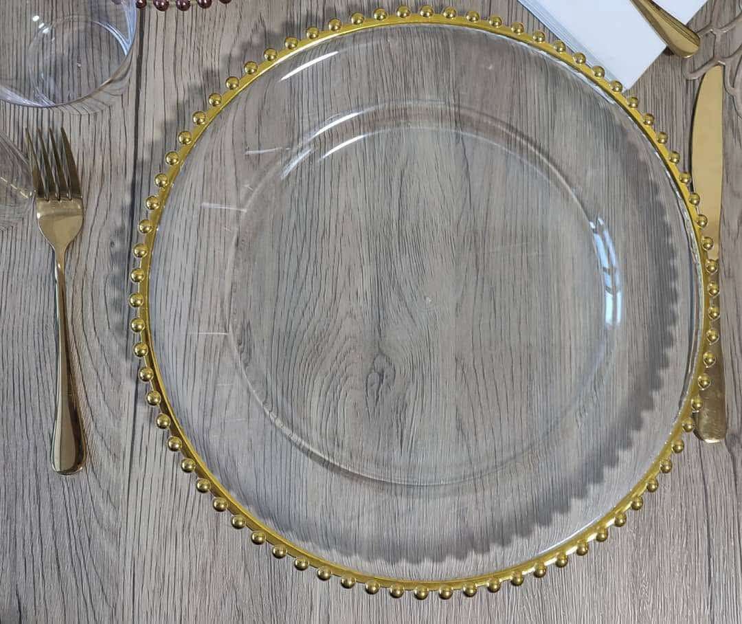 Clear Beaded Plates 