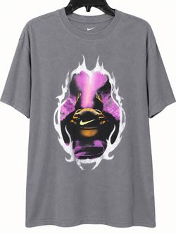 Nike Graphic T-Shirt Gray Basketball Flame Print