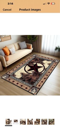 New Western Area Rug 4x6 Washable Bedroom Rug Vintage Rugs,Texas Star,Rustic Entryway Throw Rugs Brown Non Slip Western Area Carpet Indoor Soft Floor 