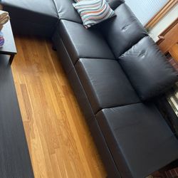 Black Leather Sectional Sofa