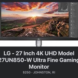 LG - 27in 4K UHD Model 27UN850-W  Ultra Fine gaming monitor