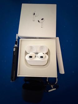 Air pod gen 3s with a case and two cleaners