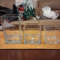3  Clear Vases