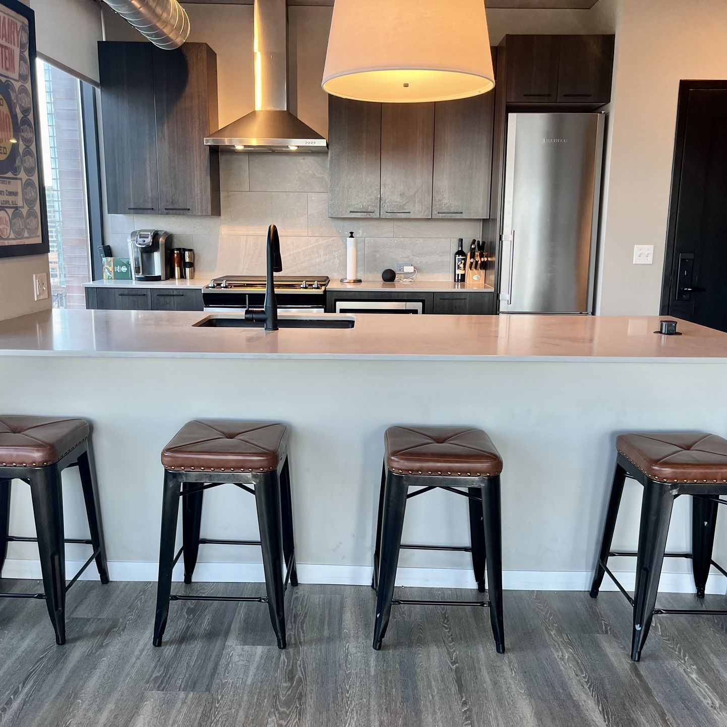 4 Leather Top Barstools 