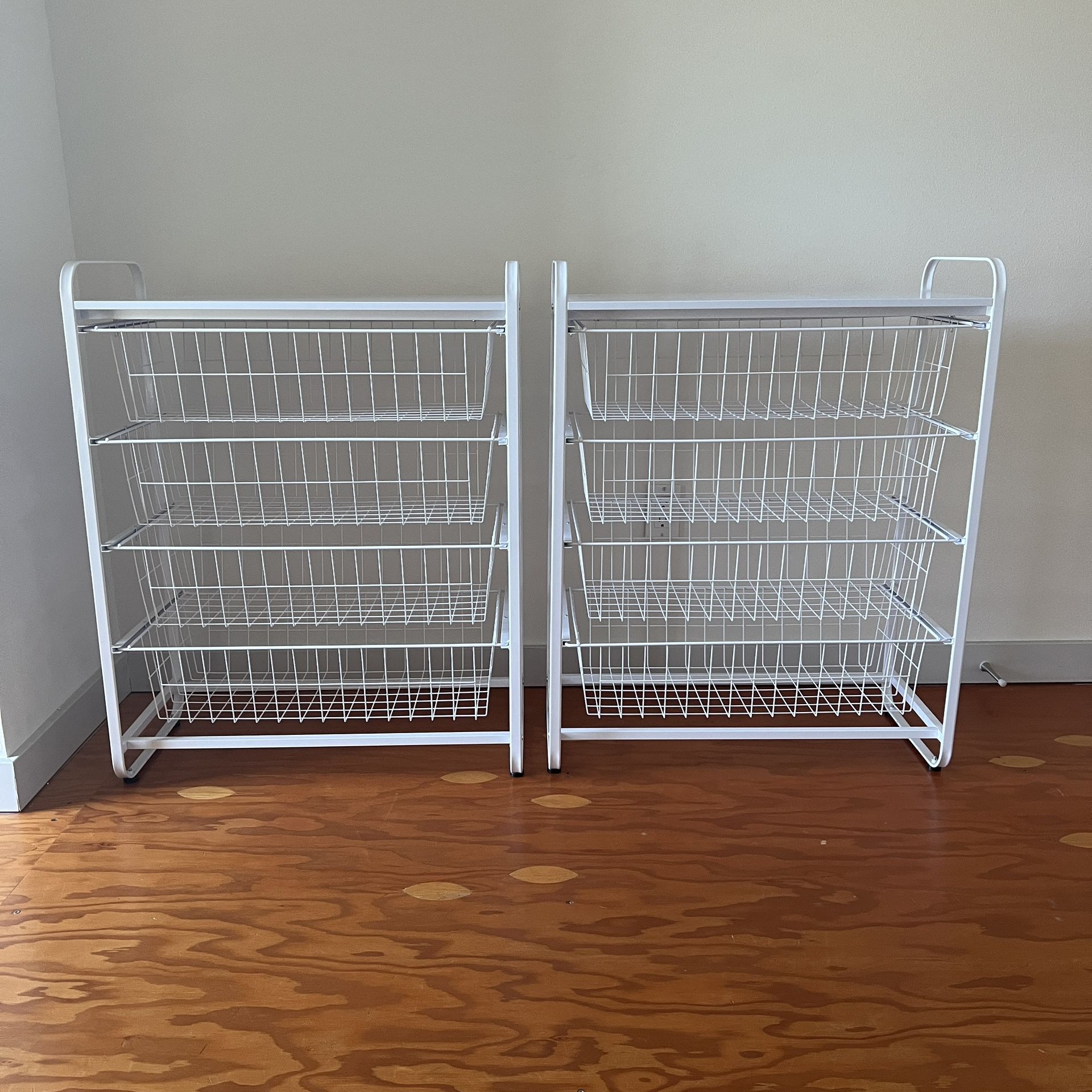 4 Drawer White Metal Storage Organizers