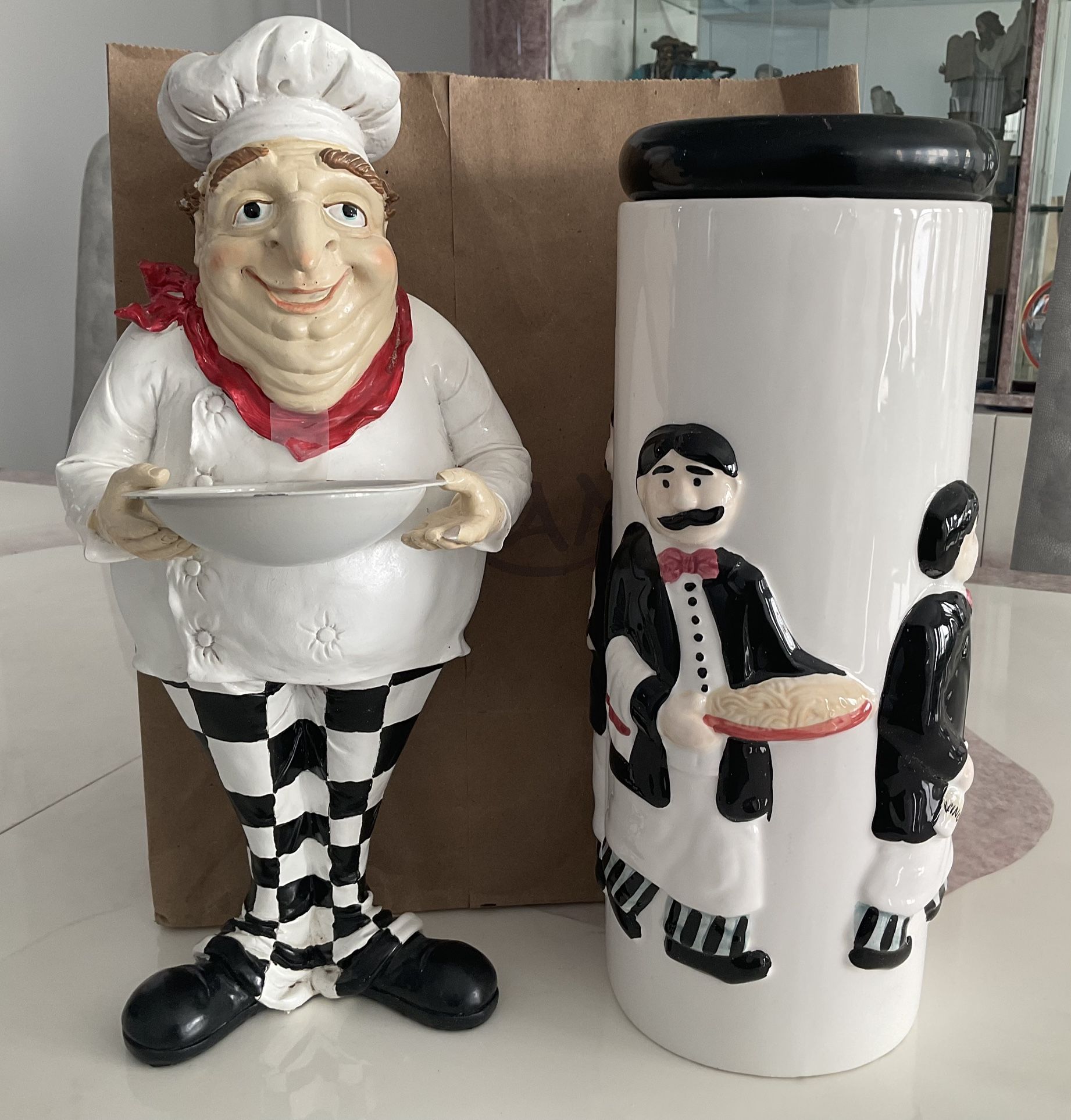 Ceramic Italian Chef And Pasta Holder (selling together)