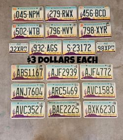 EXPIRED ARIZONA LICENSE PLATES, $3 EACH 
