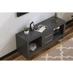 51” LED TV Stand Gray Media Console Cabinet Shelves with 2 Drawers