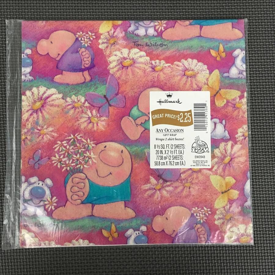 Hallmark Ziggy Flower Dog Wrapping Paper NOS New Sealed MCM