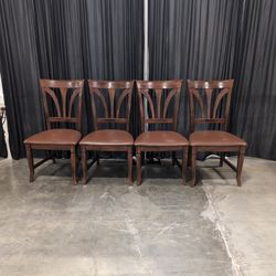 Dark Wood Dining Chair with Curved Back