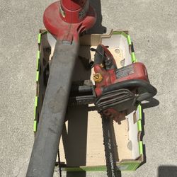 -Two Chainsaws And One Leafblower-
