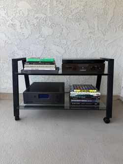 audio rack hi fi shelving cart tempered glass audio video avr
