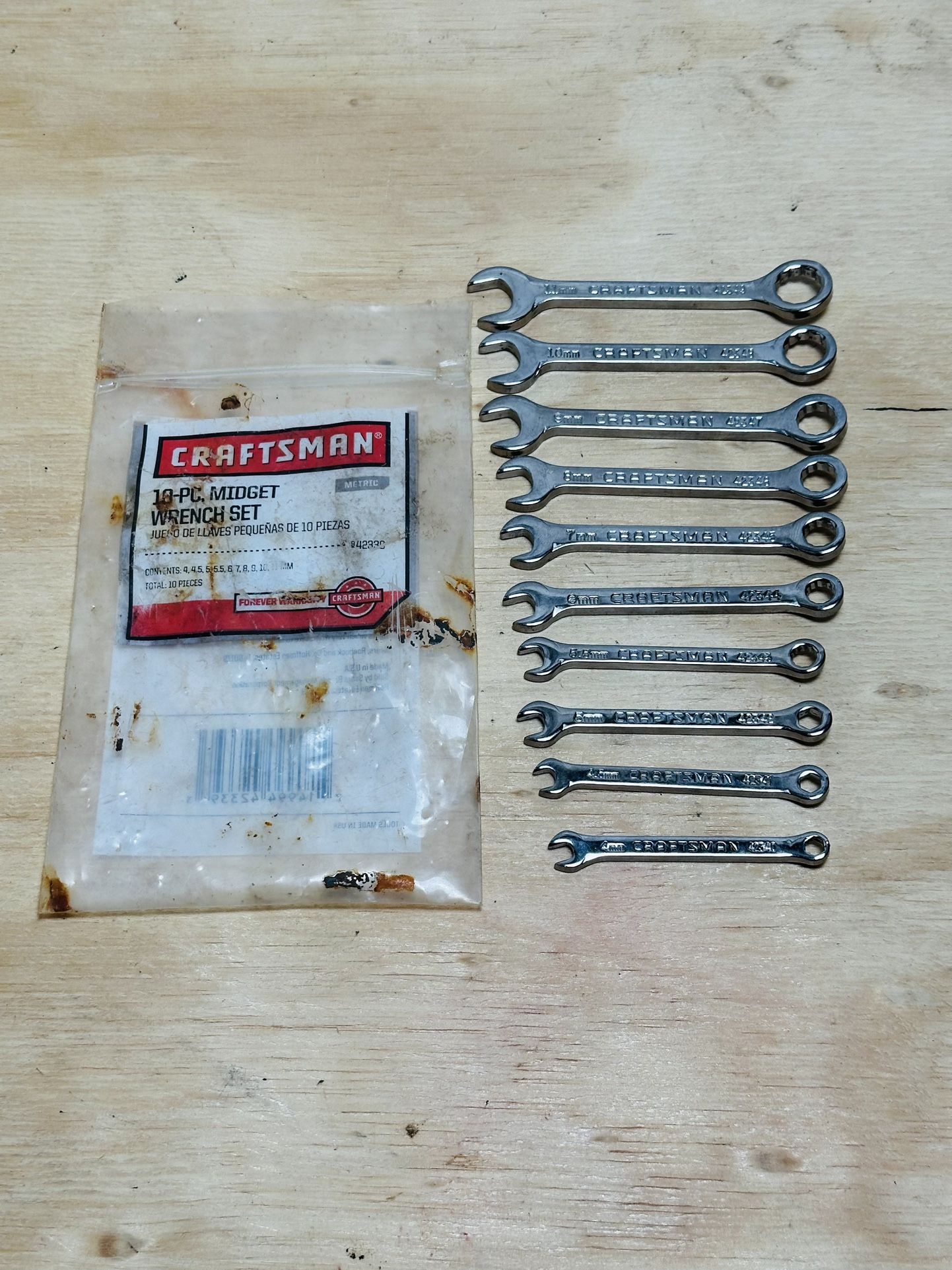 Craftsman 10pc Midget Wrench Set #42339 Metric 4mm-11mm USA