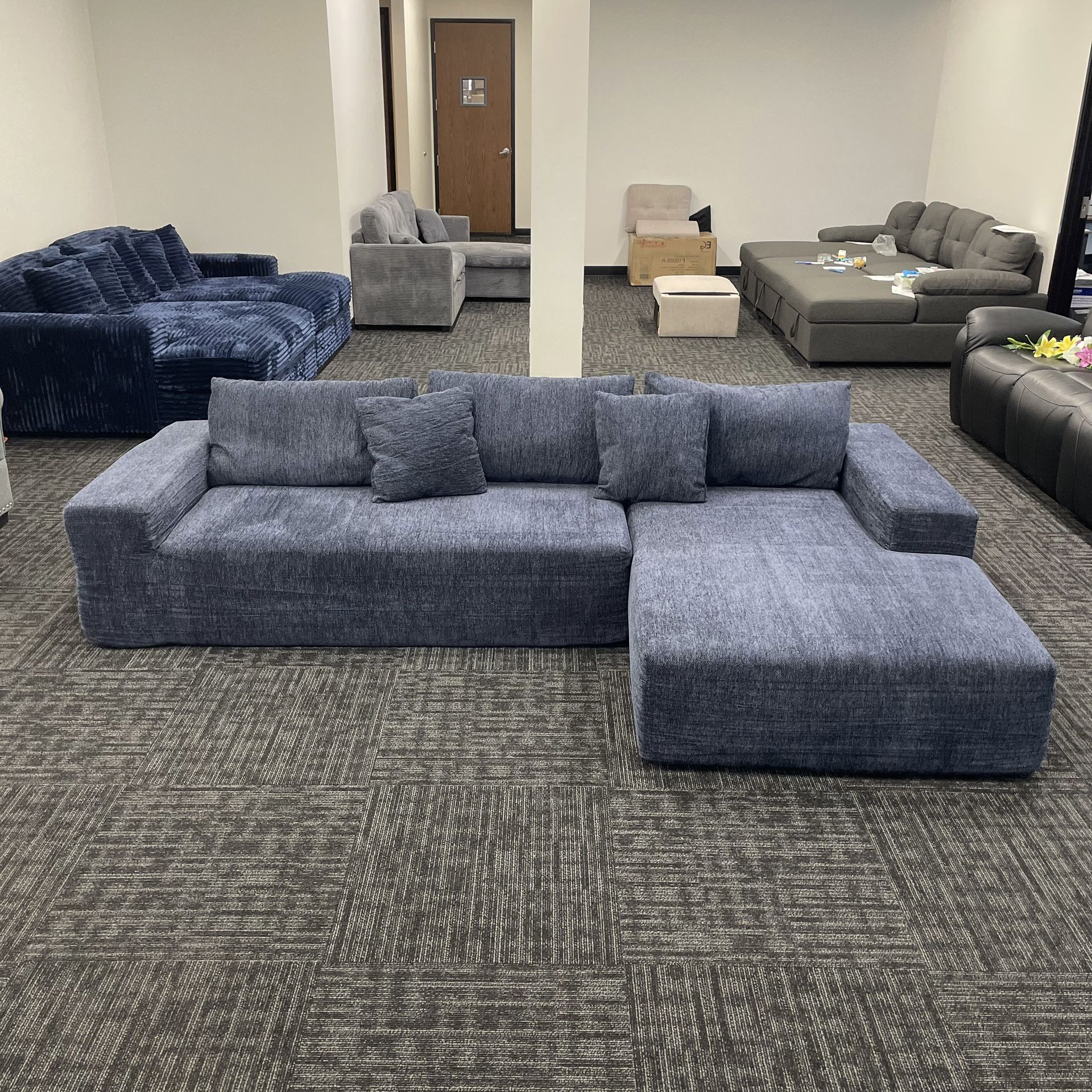 Lounge Style Frameless L-Shaped Sectional Sofa Couch