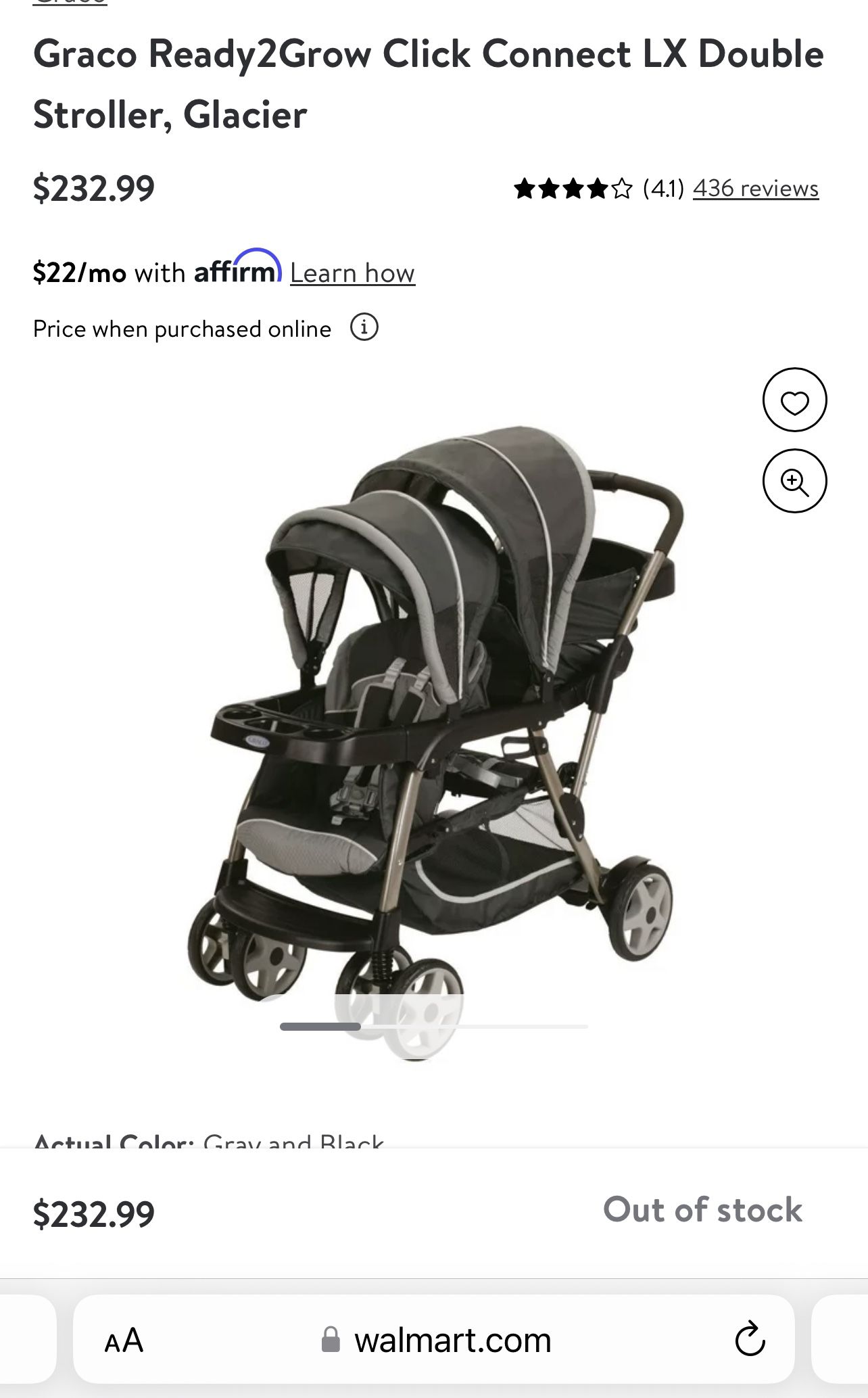 Double Stroller, Graco Ready2Grow Click Connect LX