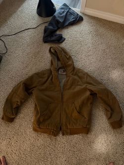Levi’s Men’s Sherpa Lined Hooded Canvas Jacket – Brown – Size Large