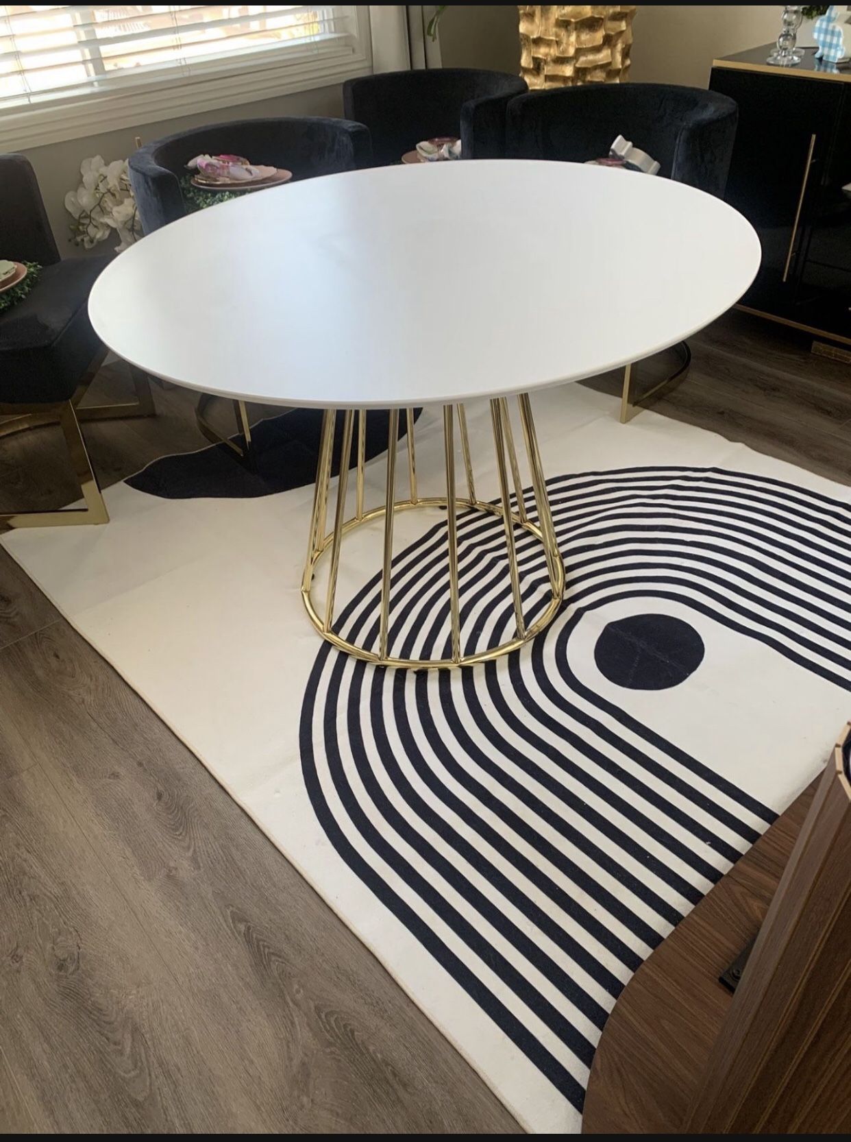 White and Gold Dining Table