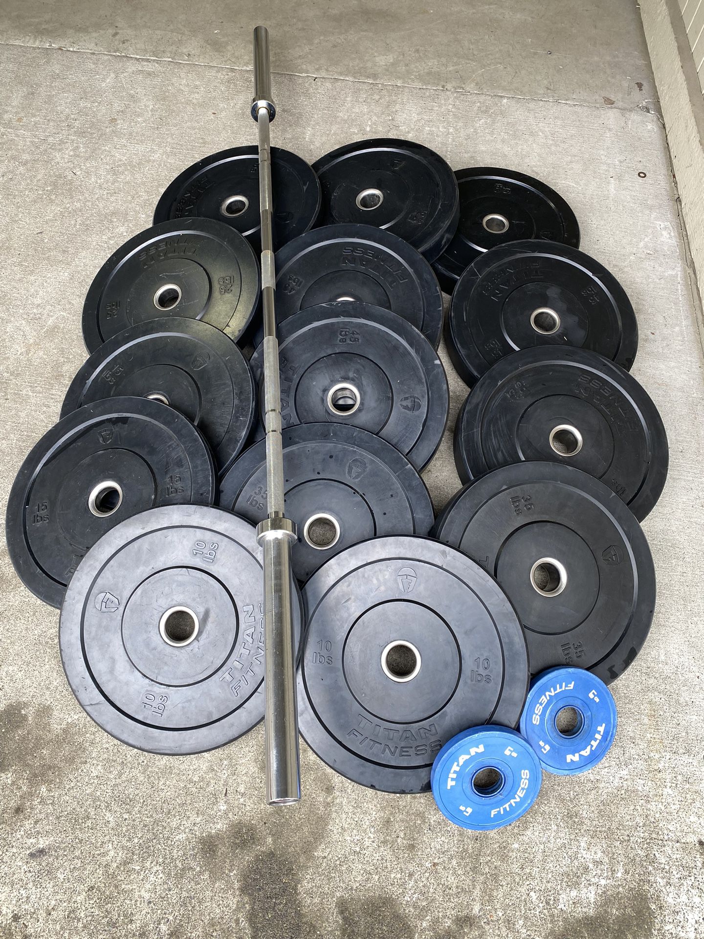 Titan Bumper Weights And Barbell 