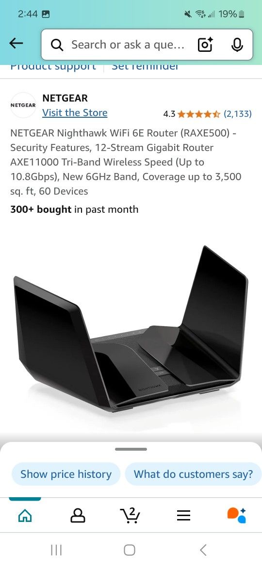 NETGEAR Nighthawk WiFi 6E Router (RAXE500)-
Security Features, 12-Stream Gigabit Router
AXE11000 Tri-Band Wireless Speed (Up to
10.8Gbps)