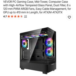 VEVOR PC Gaming Case, Mid-Tower, Computer Case with High-Airflow Tempered Glass Panel, Dust Filter