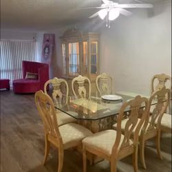 Dining Table With Chairs & Cabinet