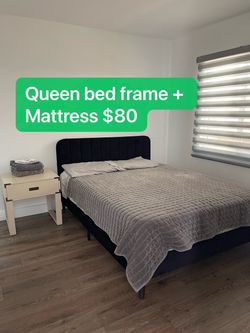 12 Queen bed frame+ mattress for sale!