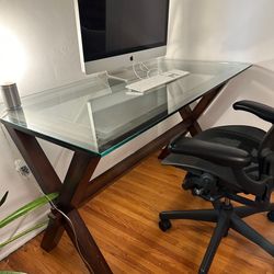 Pottery Barn Desk Solid Wood And Glass