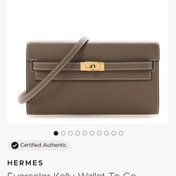 Hermes- Evercolor kelly wallet to go etoupe