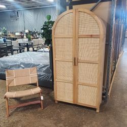Wicker Rattan BOHO Storage Cabinet, 2-Door,(New)